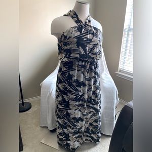 AVENUE Maxi Halter Dress with Paintbrush Strokes (NWT)